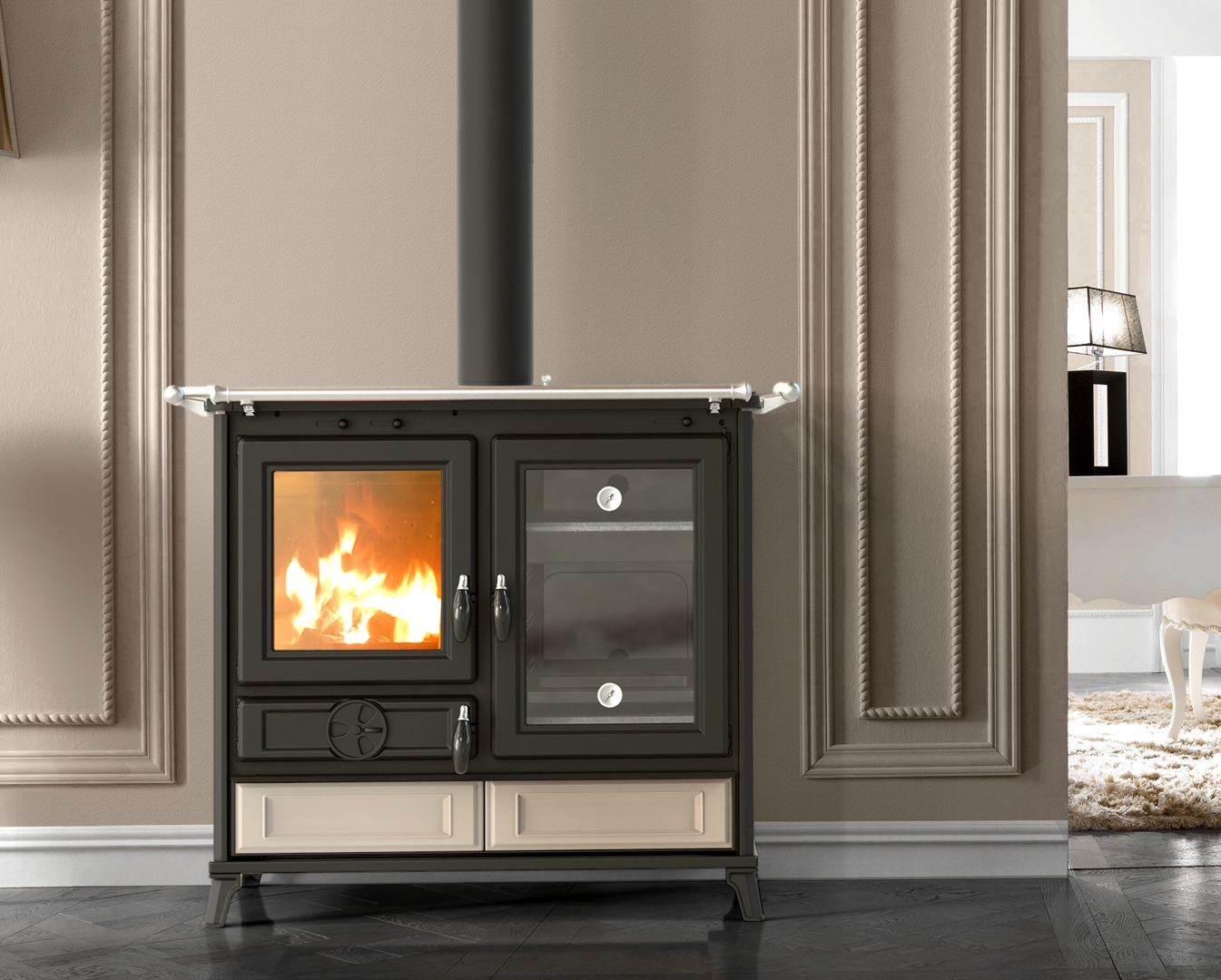 Kominek z płaszczem wodnym  ZUZIA PW 12 kW z akcesoriami  przyłączeniowymi margherita - Kominek z płaszczem wodnym  ZUZIA PW 12 kW z akcesoriami  przyłączeniowymi